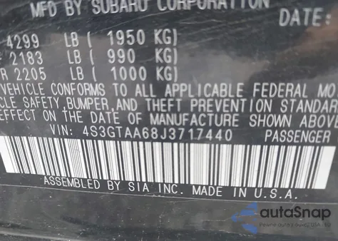 2018 Subaru Impreza 2.0I из США, поврежденный, VIN 4S3GTAA68J3717440